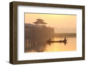 Fishermen on Taungthaman Lake in Dawn Mist-Lee Frost-Framed Photographic Print