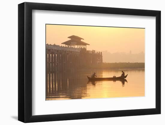 Fishermen on Taungthaman Lake in Dawn Mist-Lee Frost-Framed Photographic Print