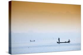 Fishermen on Taungthaman Lake Near Amarapura, Mandalay, Myanmar (Burma), Southeast Asia-Alex Robinson-Stretched Canvas