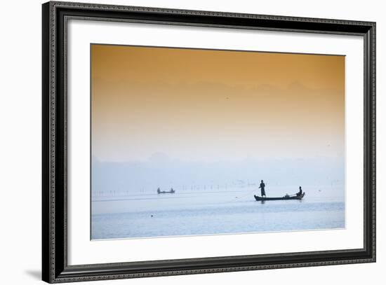 Fishermen on Taungthaman Lake Near Amarapura, Mandalay, Myanmar (Burma), Southeast Asia-Alex Robinson-Framed Photographic Print