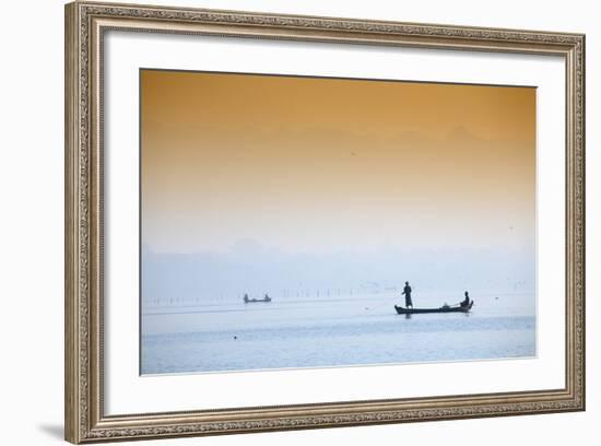 Fishermen on Taungthaman Lake Near Amarapura, Mandalay, Myanmar (Burma), Southeast Asia-Alex Robinson-Framed Photographic Print