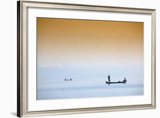 Fishermen on Taungthaman Lake Near Amarapura, Mandalay, Myanmar (Burma), Southeast Asia-Alex Robinson-Framed Photographic Print