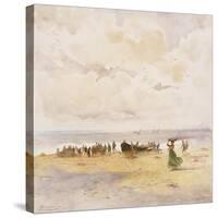 Fishermen on the Beach-Pompeo Mariani-Stretched Canvas