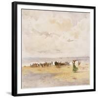 Fishermen on the Beach-Pompeo Mariani-Framed Giclee Print