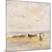 Fishermen on the Beach-Pompeo Mariani-Mounted Giclee Print