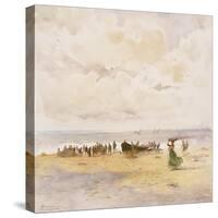 Fishermen on the Beach-Pompeo Mariani-Stretched Canvas