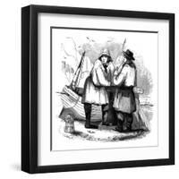 Fishermen on the Beach-null-Framed Art Print