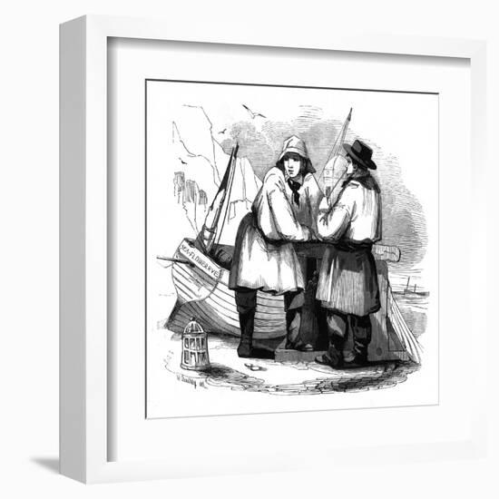 Fishermen on the Beach-null-Framed Art Print