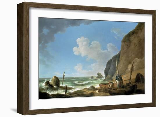 Fishermen on the Shore (An Approaching Storm)-George Morland-Framed Giclee Print