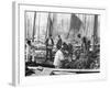 Fishermen Overhaul the Nets on Their Boats at Scarborough Yorkshire-Graystone Bird-Framed Photographic Print