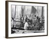 Fishermen Overhaul the Nets on Their Boats at Scarborough Yorkshire-Graystone Bird-Framed Photographic Print