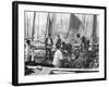 Fishermen Overhaul the Nets on Their Boats at Scarborough Yorkshire-Graystone Bird-Framed Photographic Print