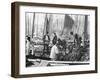 Fishermen Overhaul the Nets on Their Boats at Scarborough Yorkshire-Graystone Bird-Framed Photographic Print