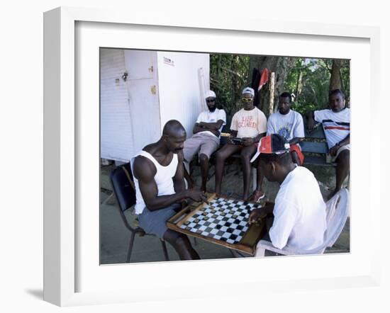Fishermen Playing Checkers, Charlotteville, Tobago, West Indies, Caribbean, Central America-Yadid Levy-Framed Photographic Print
