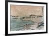 Fishermen Pulling Ashore Fish Nets, Japanese Wood-Cut Print-Lantern Press-Framed Art Print