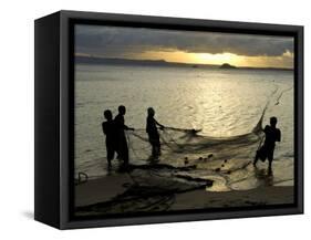 Fishermen Pulling in the Nets at Dawn, Ramena Beach, Diego Suarez, North Madagascar-Inaki Relanzon-Framed Stretched Canvas