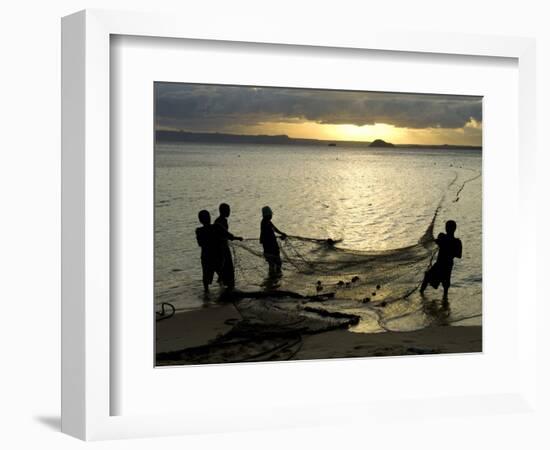 Fishermen Pulling in the Nets at Dawn, Ramena Beach, Diego Suarez, North Madagascar-Inaki Relanzon-Framed Photographic Print