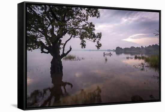 Fishermen Return at Dusk, Polonnaruwa Lake, Polonnaruwa, Sri Lanka, Asia-Charlie-Framed Stretched Canvas