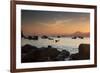 Fishermen's Boats Float Off the Coast of Praia Da Picinguaba, Ubatuba, Brazil-Alex Saberi-Framed Photographic Print