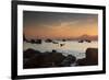 Fishermen's Boats Float Off the Coast of Praia Da Picinguaba, Ubatuba, Brazil-Alex Saberi-Framed Photographic Print