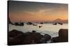 Fishermen's Boats Float Off the Coast of Praia Da Picinguaba, Ubatuba, Brazil-Alex Saberi-Stretched Canvas