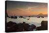 Fishermen's Boats Float Off the Coast of Praia Da Picinguaba, Ubatuba, Brazil-Alex Saberi-Stretched Canvas