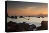 Fishermen's Boats Float Off the Coast of Praia Da Picinguaba, Ubatuba, Brazil-Alex Saberi-Stretched Canvas