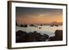 Fishermen's Boats Float Off the Coast of Praia Da Picinguaba, Ubatuba, Brazil-Alex Saberi-Framed Photographic Print