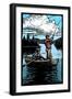 Fishermen - Scratchboard-Lantern Press-Framed Art Print