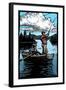 Fishermen - Scratchboard-Lantern Press-Framed Art Print