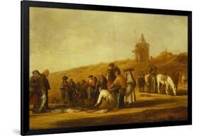 Fishermen Selling their Catch on a Beach-Pieter de Neyn-Framed Giclee Print
