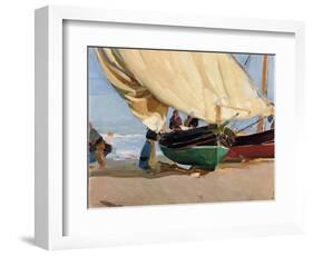 Fishermen, Stranded Boats, Valencia; Pescadores, Barcas Varadas, Valencia-Joaquin Sorolla y Bastida-Framed Giclee Print