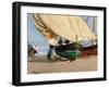 Fishermen, Stranded Boats, Valencia; Pescadores, Barcas Varadas, Valencia-Joaquin Sorolla y Bastida-Framed Giclee Print