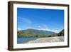 Fishermen walking along a shingle beach next to the trout-filled Puelo River in Northern Patagonia,-Alex Robinson-Framed Photographic Print