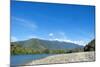 Fishermen walking along a shingle beach next to the trout-filled Puelo River in Northern Patagonia,-Alex Robinson-Mounted Photographic Print