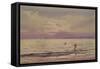 Fishermen Working at Sunset, 1868-71 (W/C on Paper)-Henry Moore-Framed Stretched Canvas