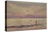 Fishermen Working at Sunset, 1868-71 (W/C on Paper)-Henry Moore-Stretched Canvas