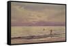 Fishermen Working at Sunset, 1868-71 (W/C on Paper)-Henry Moore-Framed Stretched Canvas