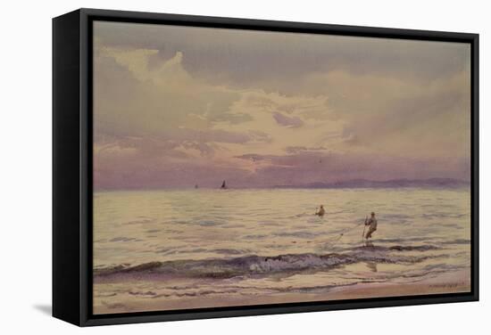 Fishermen Working at Sunset, 1868-71 (W/C on Paper)-Henry Moore-Framed Stretched Canvas