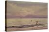 Fishermen Working at Sunset, 1868-71 (W/C on Paper)-Henry Moore-Stretched Canvas