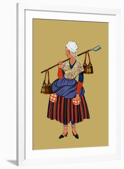 Fisherwoman from the Coast of Artois Carries Shovel for Digging Clams-Elizabeth Whitney Moffat-Framed Art Print