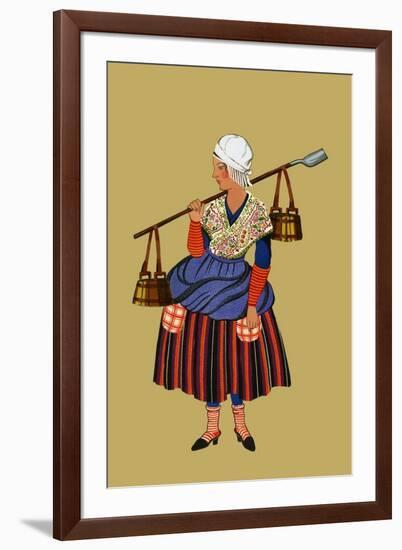 Fisherwoman from the Coast of Artois Carries Shovel for Digging Clams-Elizabeth Whitney Moffat-Framed Art Print