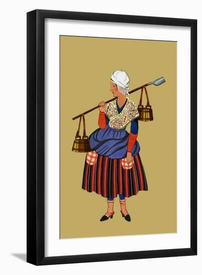 Fisherwoman from the Coast of Artois Carries Shovel for Digging Clams-Elizabeth Whitney Moffat-Framed Art Print