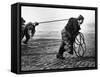 Fisherwomen from Newbiggin, Northhumberland, England Hauling up the Boats 1930s-null-Framed Stretched Canvas