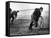 Fisherwomen from Newbiggin, Northhumberland, England Hauling up the Boats 1930s-null-Framed Stretched Canvas