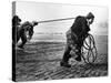 Fisherwomen from Newbiggin, Northhumberland, England Hauling up the Boats 1930s-null-Stretched Canvas