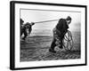 Fisherwomen from Newbiggin, Northhumberland, England Hauling up the Boats 1930s-null-Framed Photographic Print