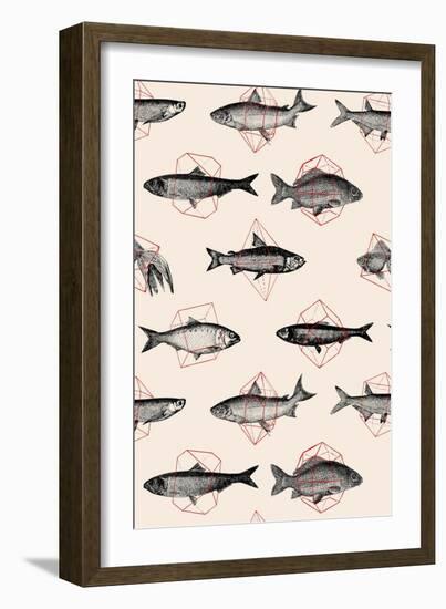 Fishes in Geometrics-Florent Bodart-Framed Giclee Print