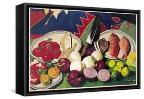 Fishes with Knife, Lemons and Vegetables, 2005-Pedro Diego Alvarado-Framed Stretched Canvas