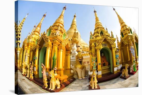 Fisheye Image of Shrines at Shwedagon Paya (Pagoda), Yangon (Rangoon), Myanmar (Burma), Asia-Lee Frost-Stretched Canvas